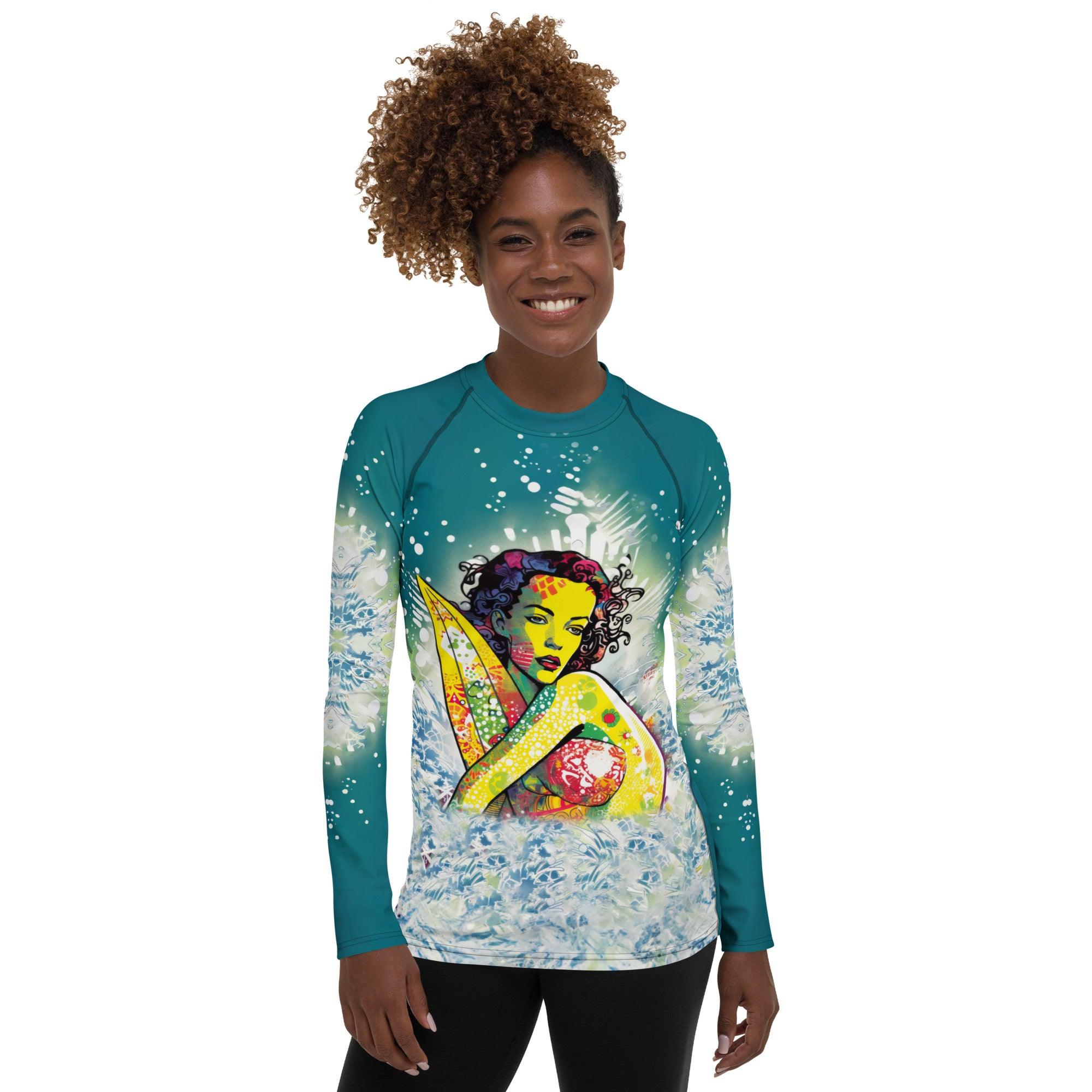 Chic Surfing 1 51 Rash Guard for Women, making a statement with unique design and superior sun safety.