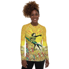 Stylish Surfing 1 11 Women's Rash Guard, blending fashion with functional sun safety.