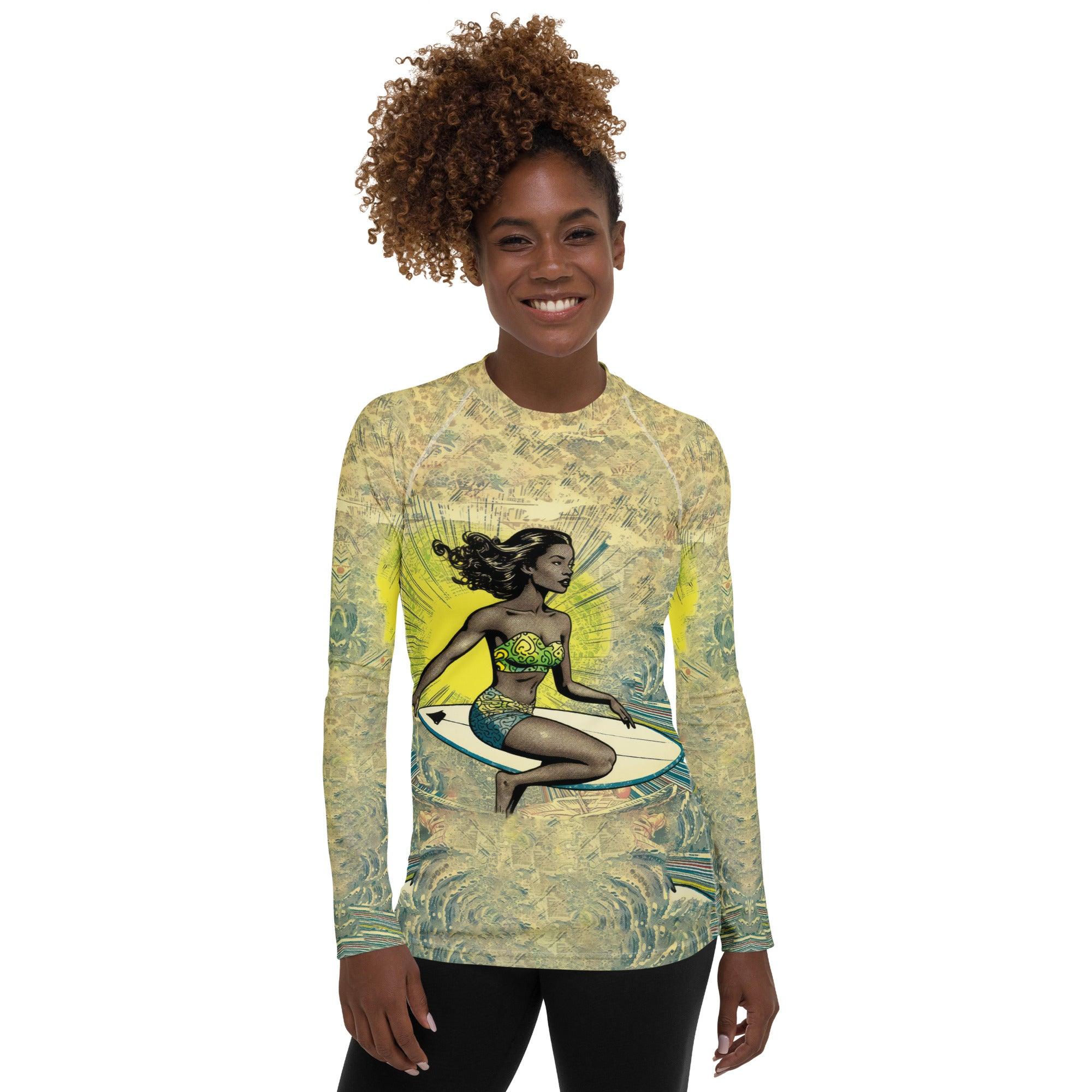 Trendy Surfing 1 16 Women's Rash Guard with ultimate UV defense for active surfers.