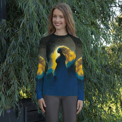 SurArt 66 Women's Rash Guard worn by a surfer riding the waves