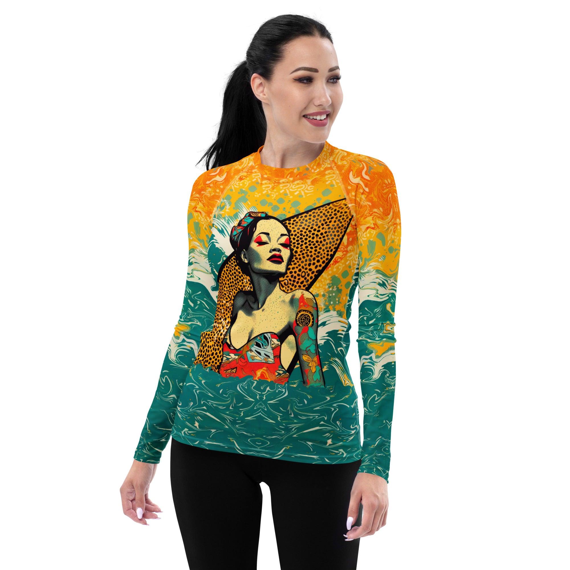 Tropical Surf Dreams Women's Rash Guard Dive Into Ocean Adventures - Beyond T-shirts