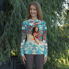 Seaside Serenity All-Over Print Women's Rash Guard Embrace Coastal Zen - Beyond T-shirts