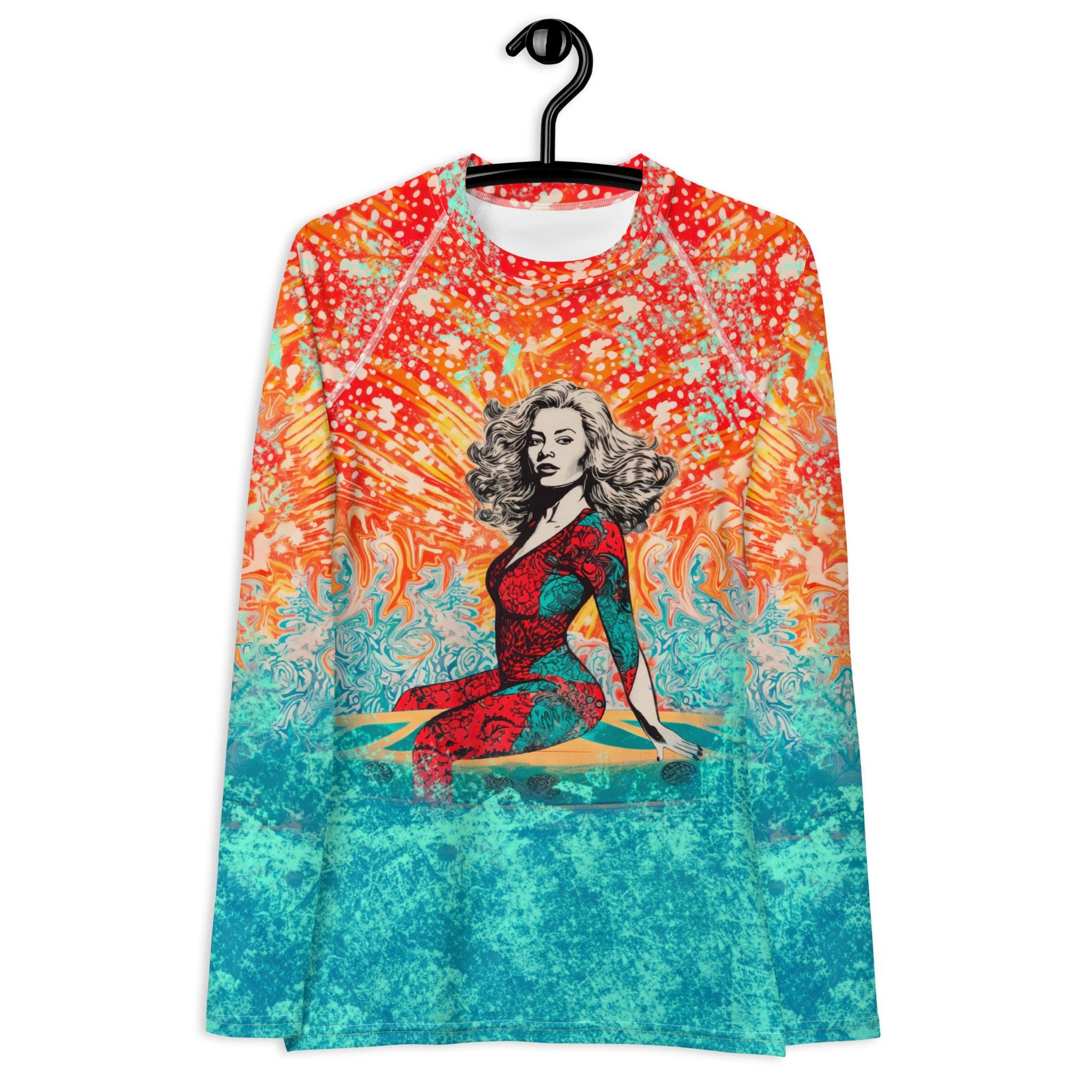 Beach Bliss All-Over Print Women's Rash Guard Ride The Waves - Beyond T-shirts