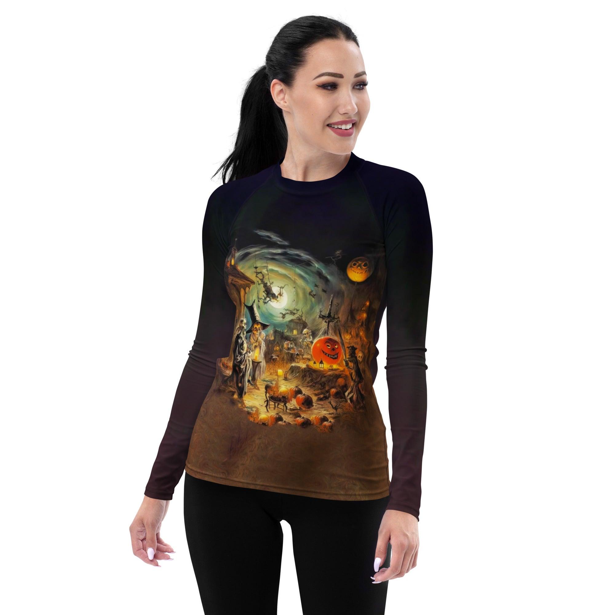 Spooky Sunset All-Over Print Women's Rash Guard Embrace Halloween's Mystique - Beyond T-shirts