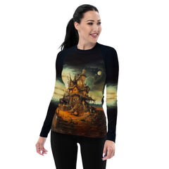 Spooky Moonlit Night Women's Rash Guard Ride The Halloween Night - Beyond T-shirts