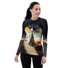 Mystical Moon All Over Print Women's Rash Guard Embrace Halloween Nights - Beyond T-shirts