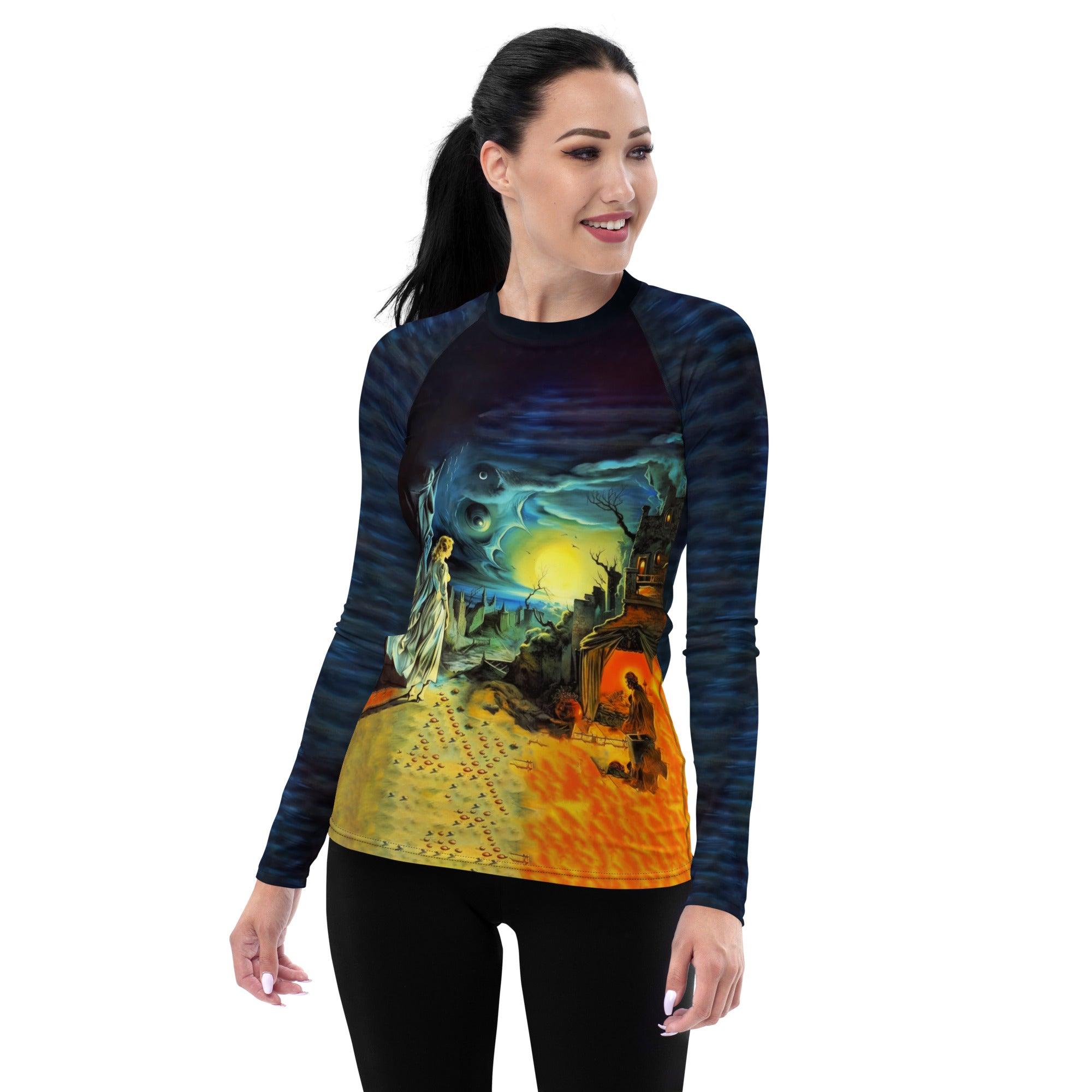 Wicked Waves All-Over Print Women's Rash Guard Ride The Magic Of Halloween - Beyond T-shirts