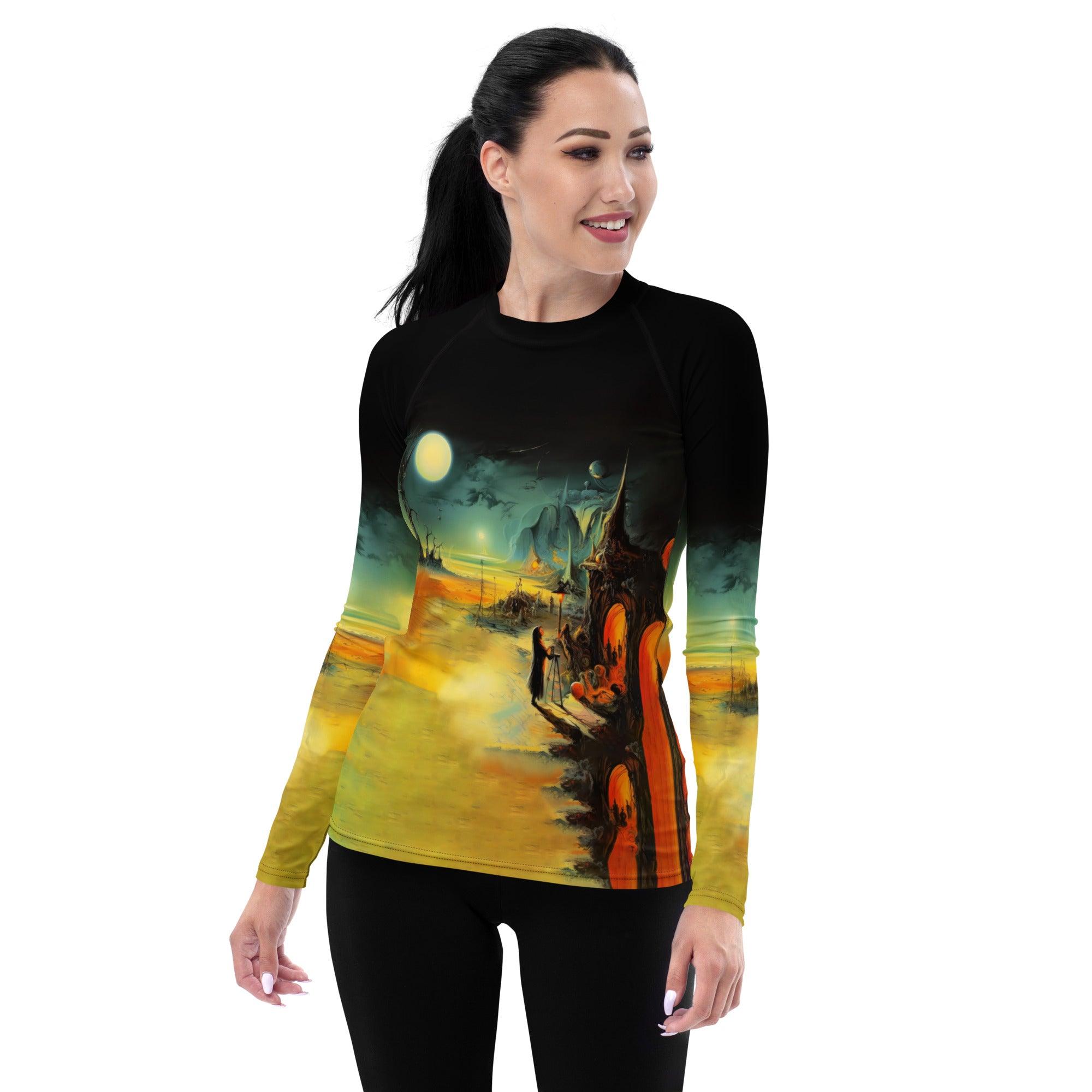 Enchanted Beach All Over Print Women's Rash Guard Embrace Halloween Wonders - Beyond T-shirts