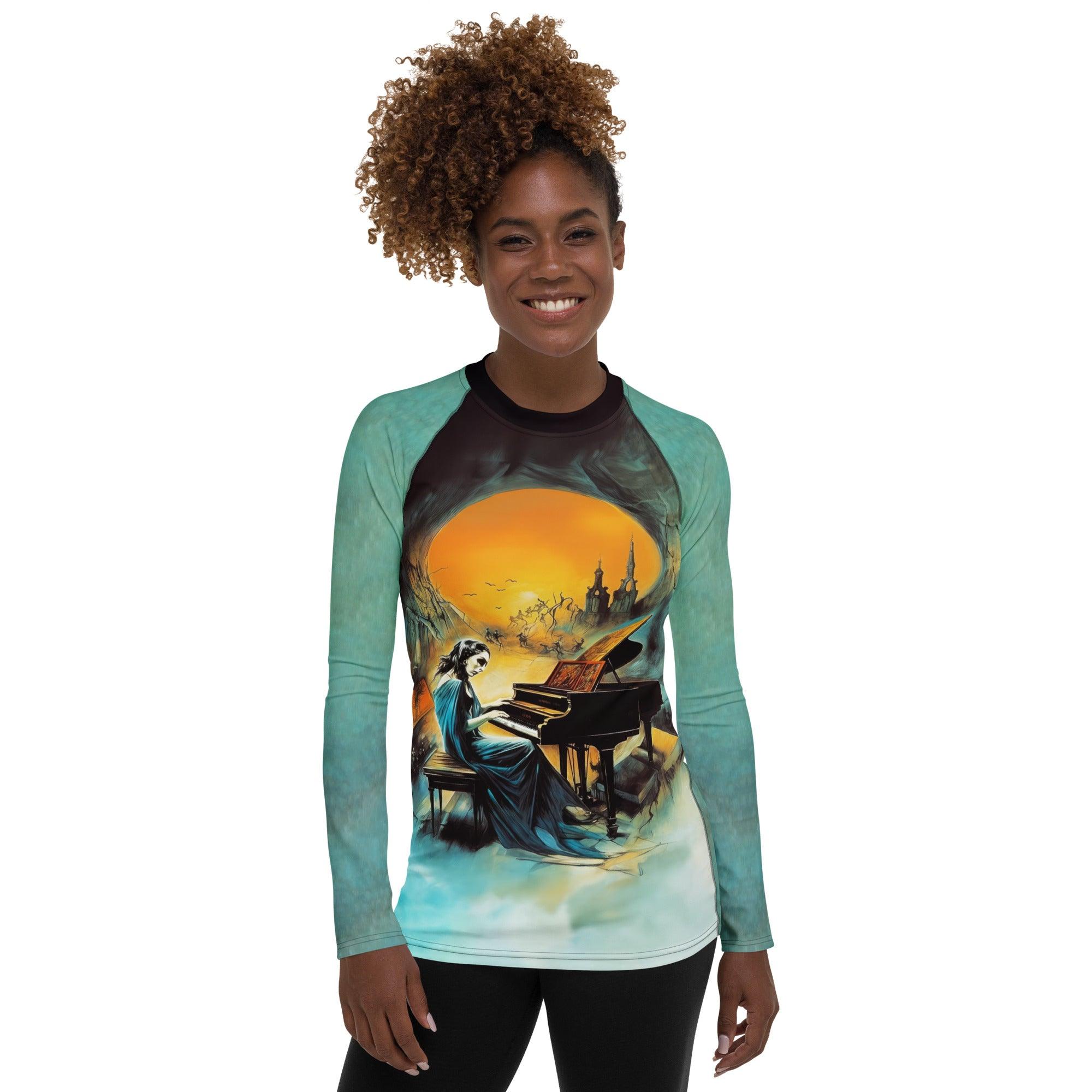 Halloween Seascape All Over Print Women's Rash Guard Embrace The Spooky Seas - Beyond T-shirts