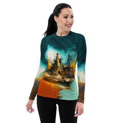 Moonlit Midnight Surf Women's Rash Guard Ride The Halloween Night Waves - Beyond T-shirts