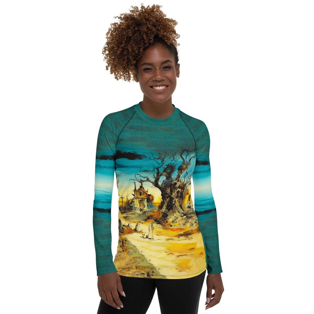 Bewitched Beach All Over Print Women's Rash Guard Embrace Halloween Magic - Beyond T-shirts