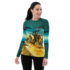 Bewitched Beach All Over Print Women's Rash Guard Embrace Halloween Magic - Beyond T-shirts