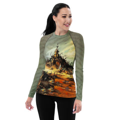 Wicked Waves All Over Print Women's Rash Guard Ride The Halloween Spirit - Beyond T-shirts