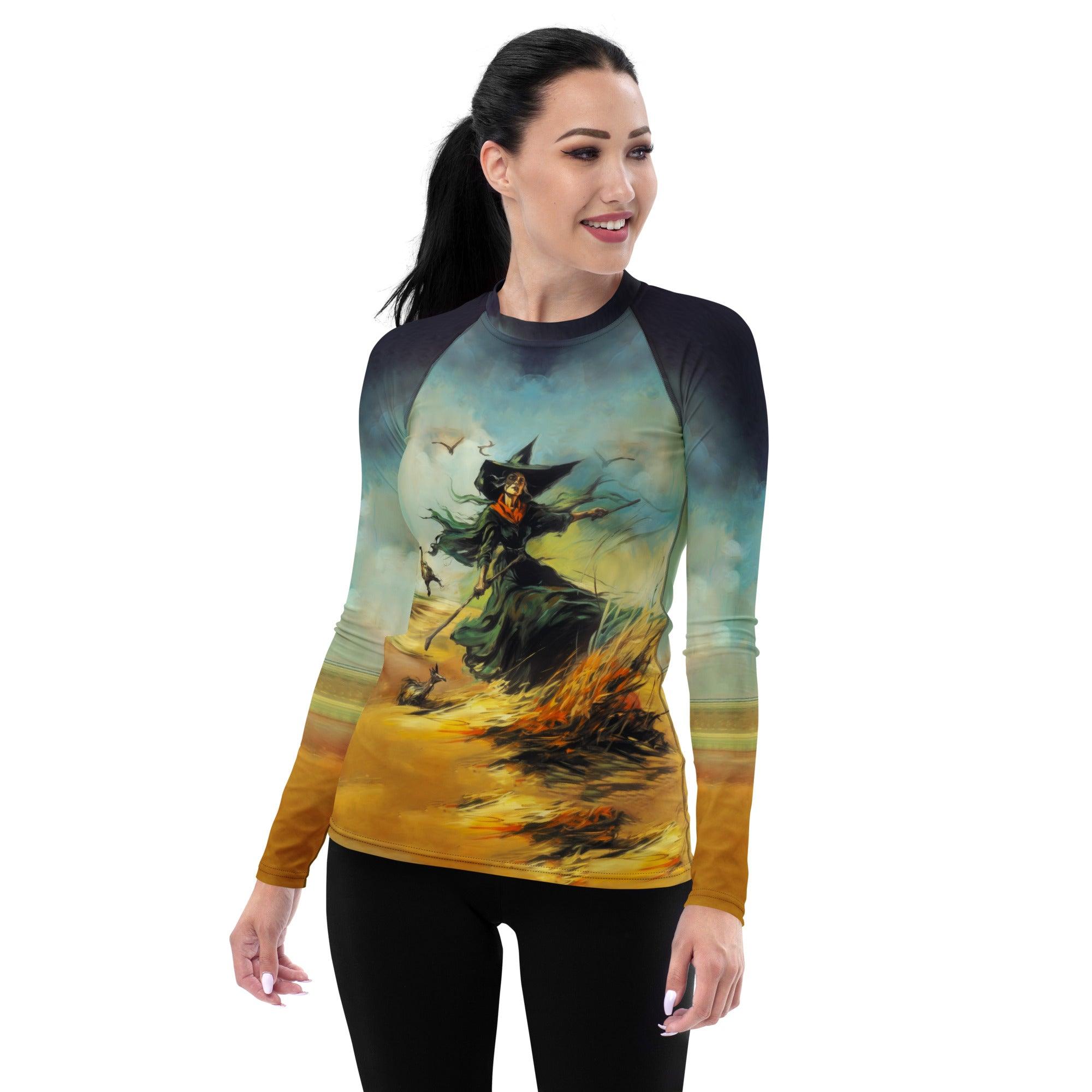 Pumpkin Patch Surfing All Over Print Women's Rash Guard Ride The Halloween Wave - Beyond T-shirts