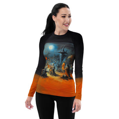 Enchanted Surfing All Over Print Women's Rash Guard Embrace Halloween Magic - Beyond T-shirts