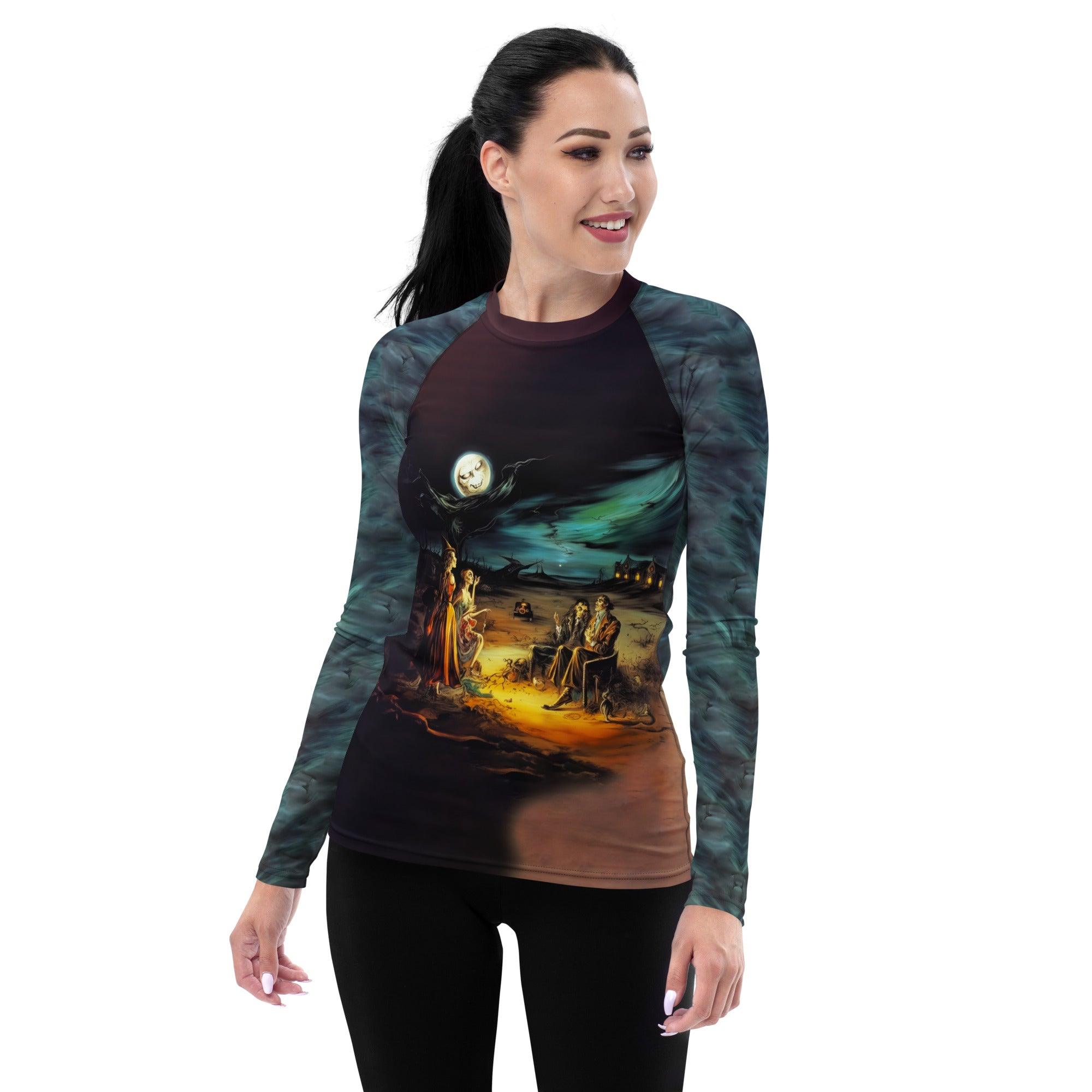 Haunted Coastline All-Over Print Women's Rash Guard Surfing The Spooky Seas - Beyond T-shirts