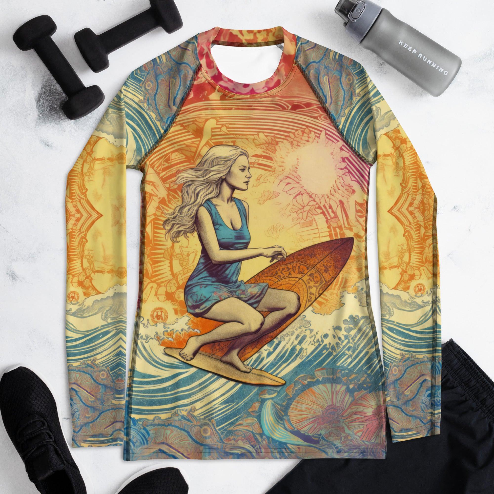 Sun Kissed Surfing Women's Rash Guard - Beyond T-shirts