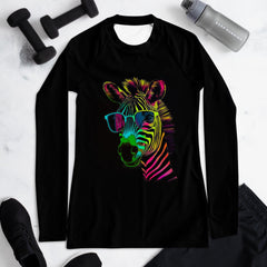 Zebra Stripes All-Over Print Women's Rash Guard - Beyond T-shirts