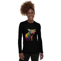 Piggy Bliss All-Over Print Women's Rash Guard - Beyond T-shirts