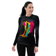 Modern Geometric All-Over Print Women's Rash Guard - Beyond T-shirts