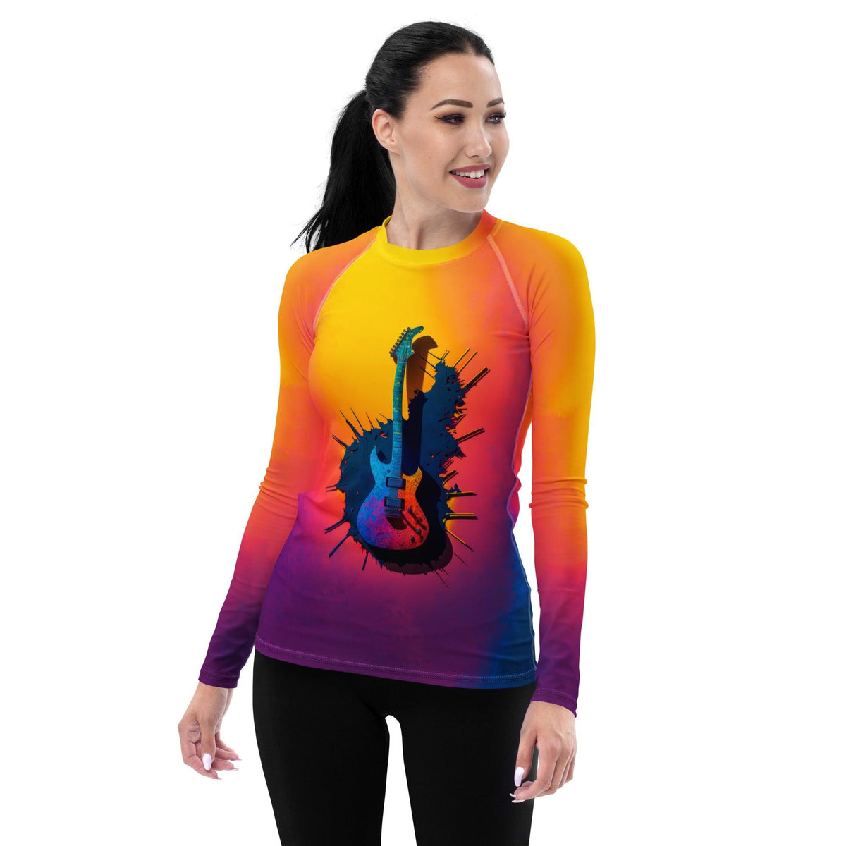 Symphony Splash Women's Rash Guard - Musical Notes Beachwear - Beyond T-shirts