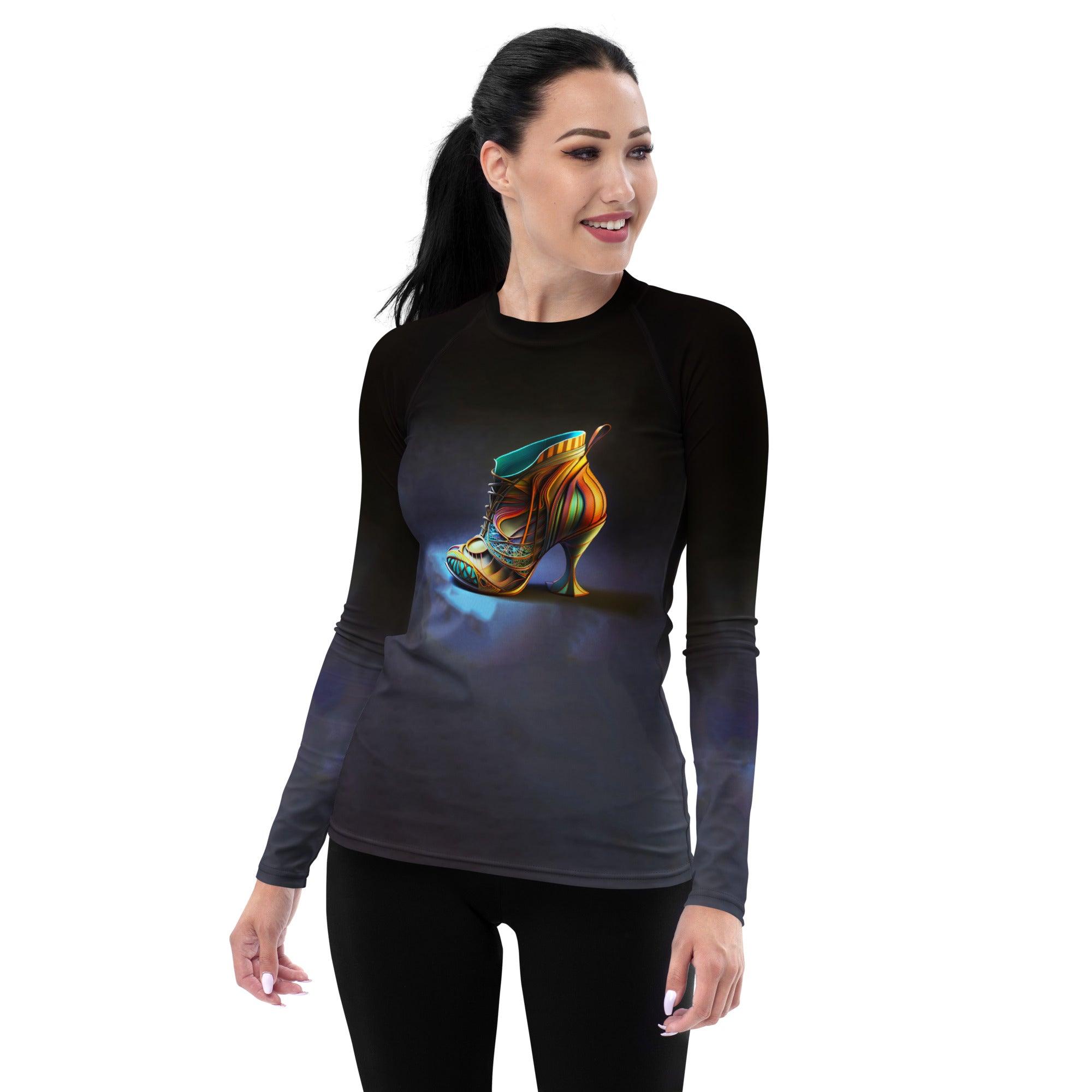 Nebula Stride Futuristic Shoes Women's Rash Guard - Beyond T-shirts