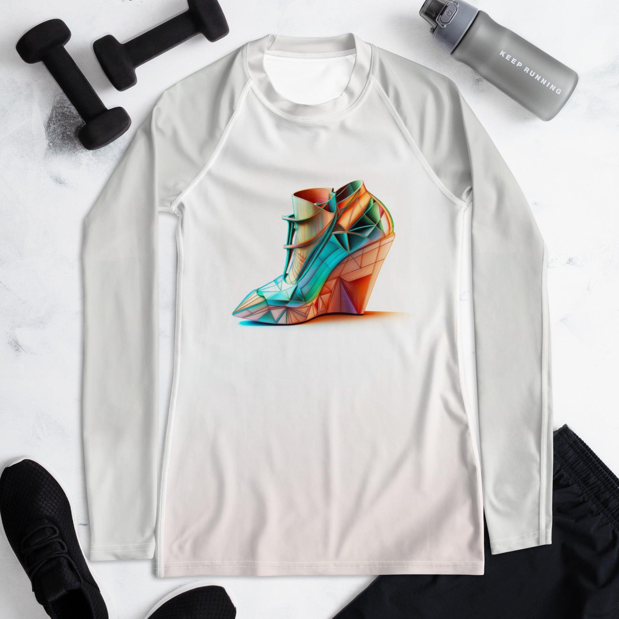 Quantum Elegance Futuristic Shoes Women's Rash Guard - Beyond T-shirts