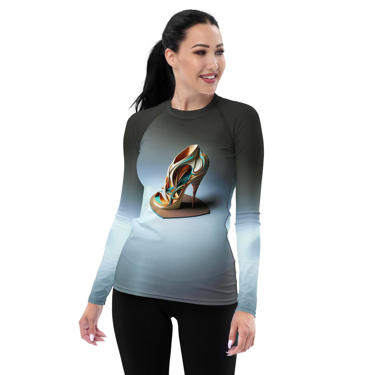 Cosmic Catalyst Futuristic Shoes Women's Rash Guard - Beyond T-shirts