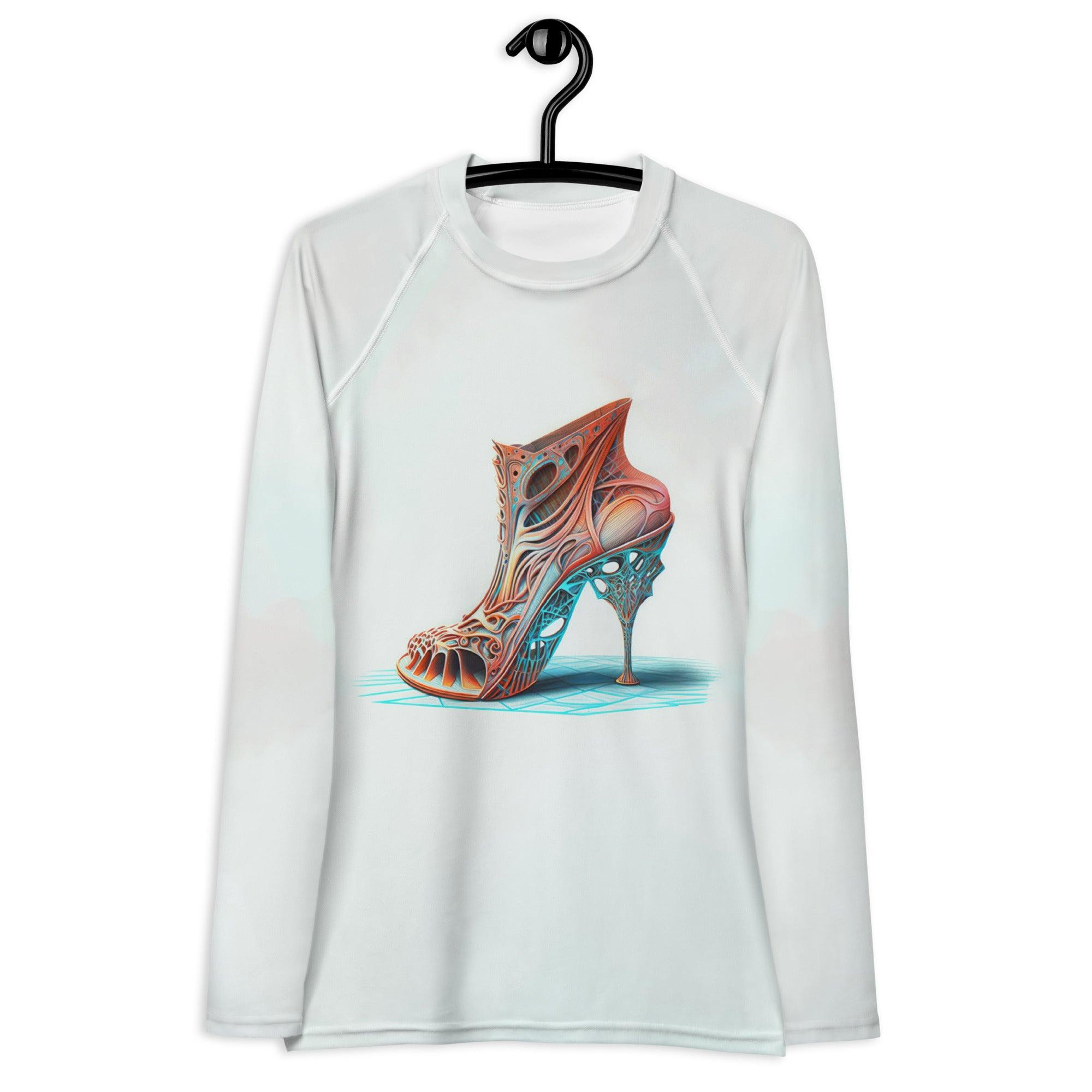 Radiant Nexus Futuristic Shoes Women's Rash Guard - Beyond T-shirts