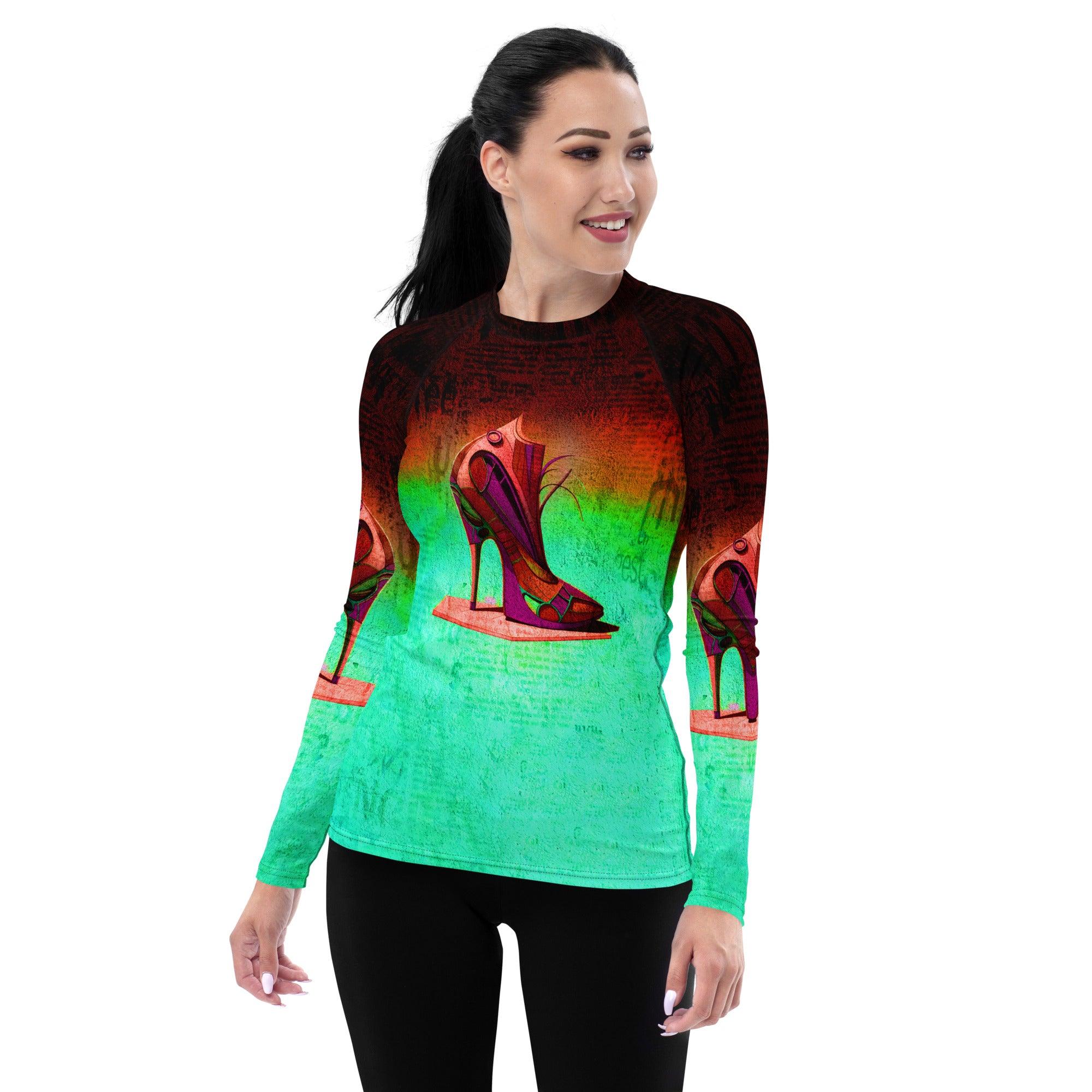 Fusion Flash Futuristic Shoes Women's Rash Guard - Beyond T-shirts