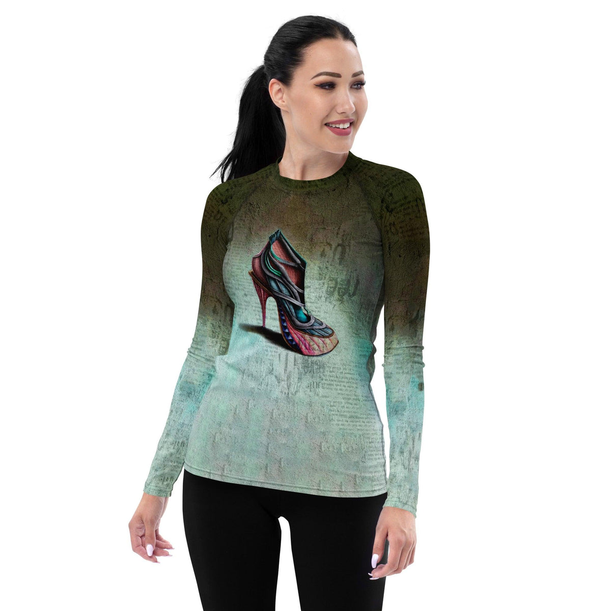 Nebula Stride Futuristic Shoes Women's Rash Guard - Beyond T-shirts