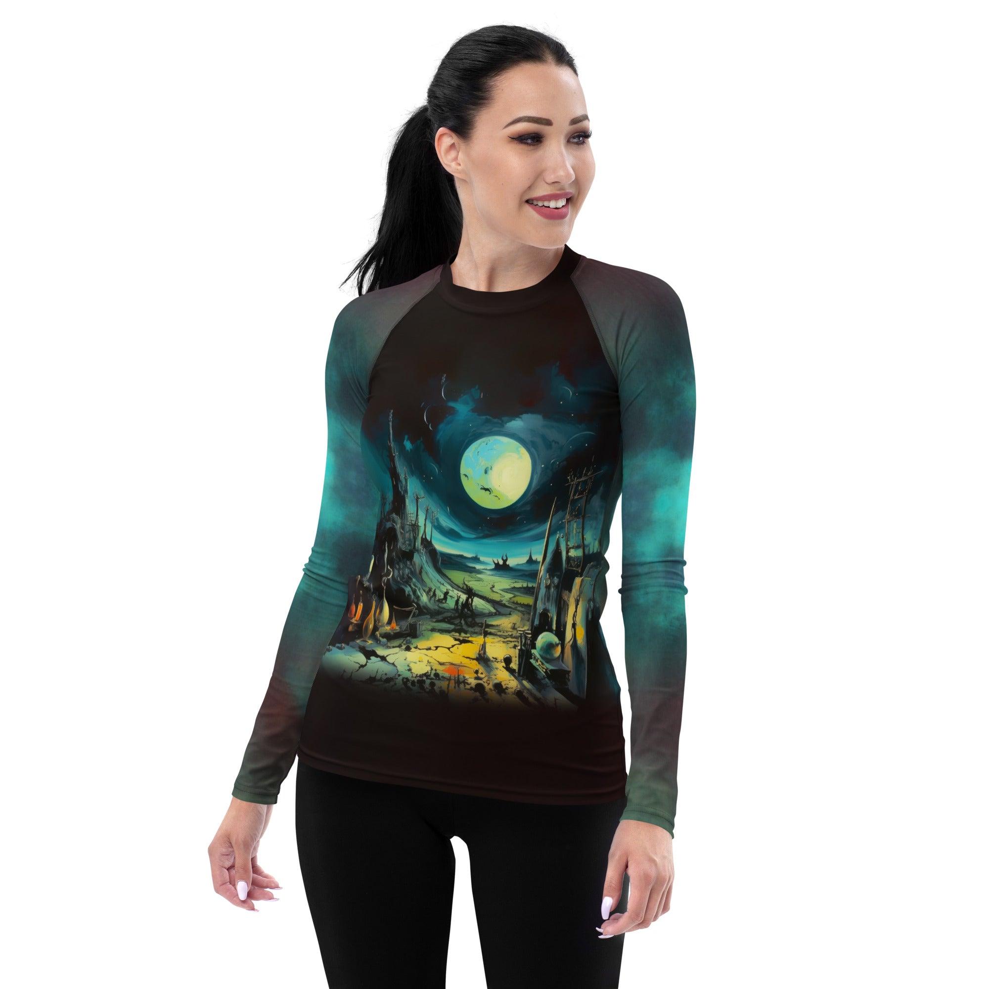 Mystical Cat Halloween Women's Rash Guard - Beyond T-shirts