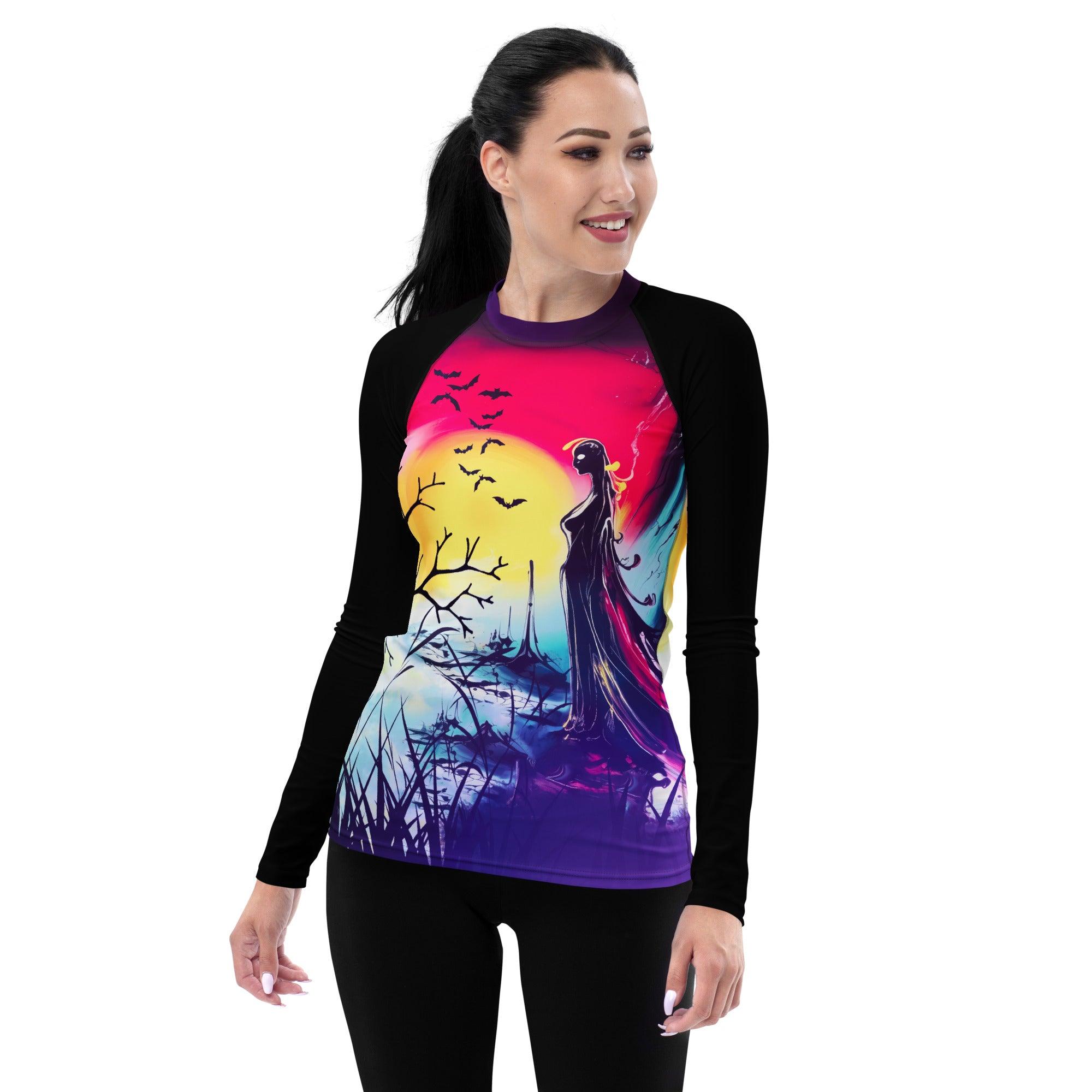 Skeletal Mermaid Halloween Women's Rash Guard - Beyond T-shirts