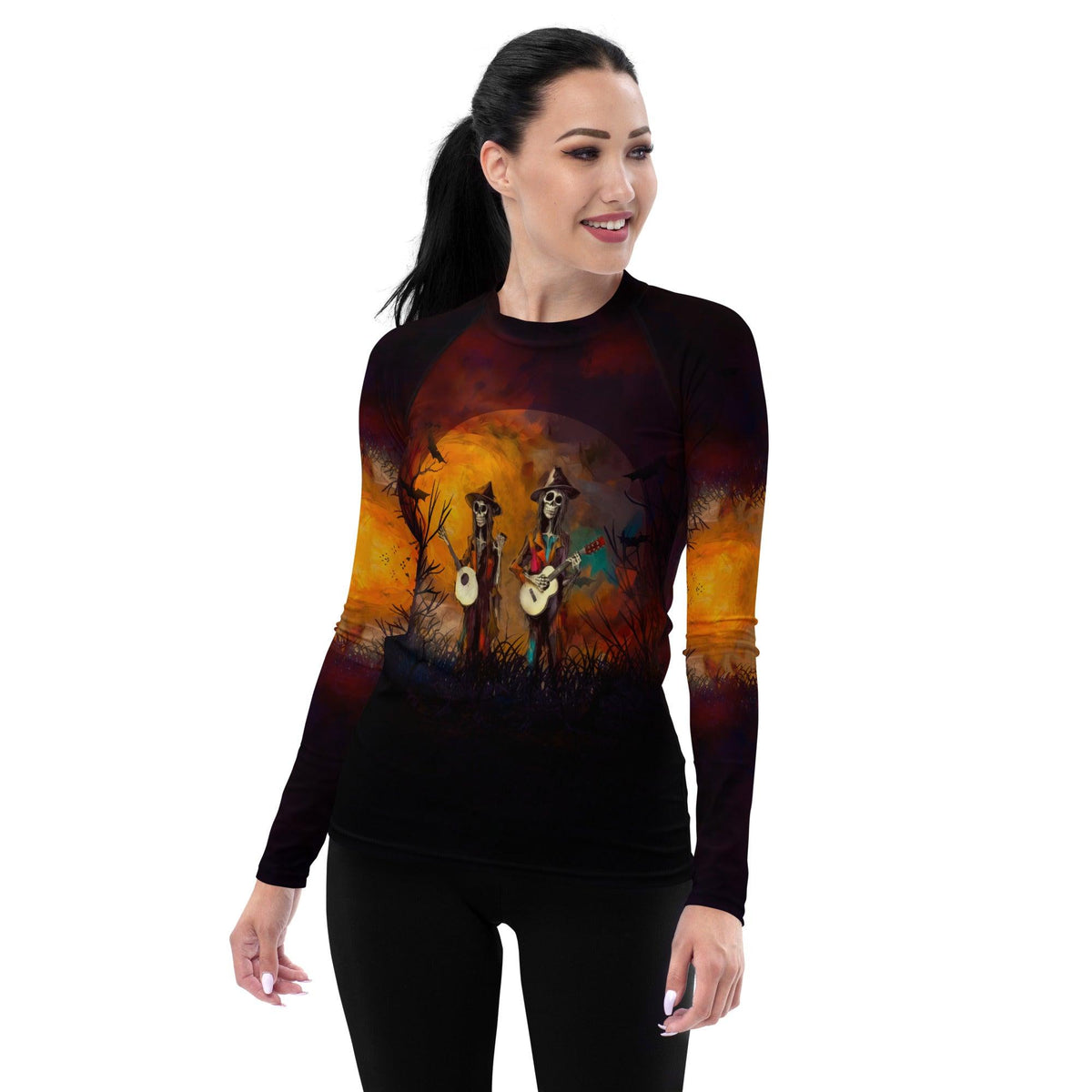 Cemetery Serenade Halloween Women's Rash Guard - Beyond T-shirts