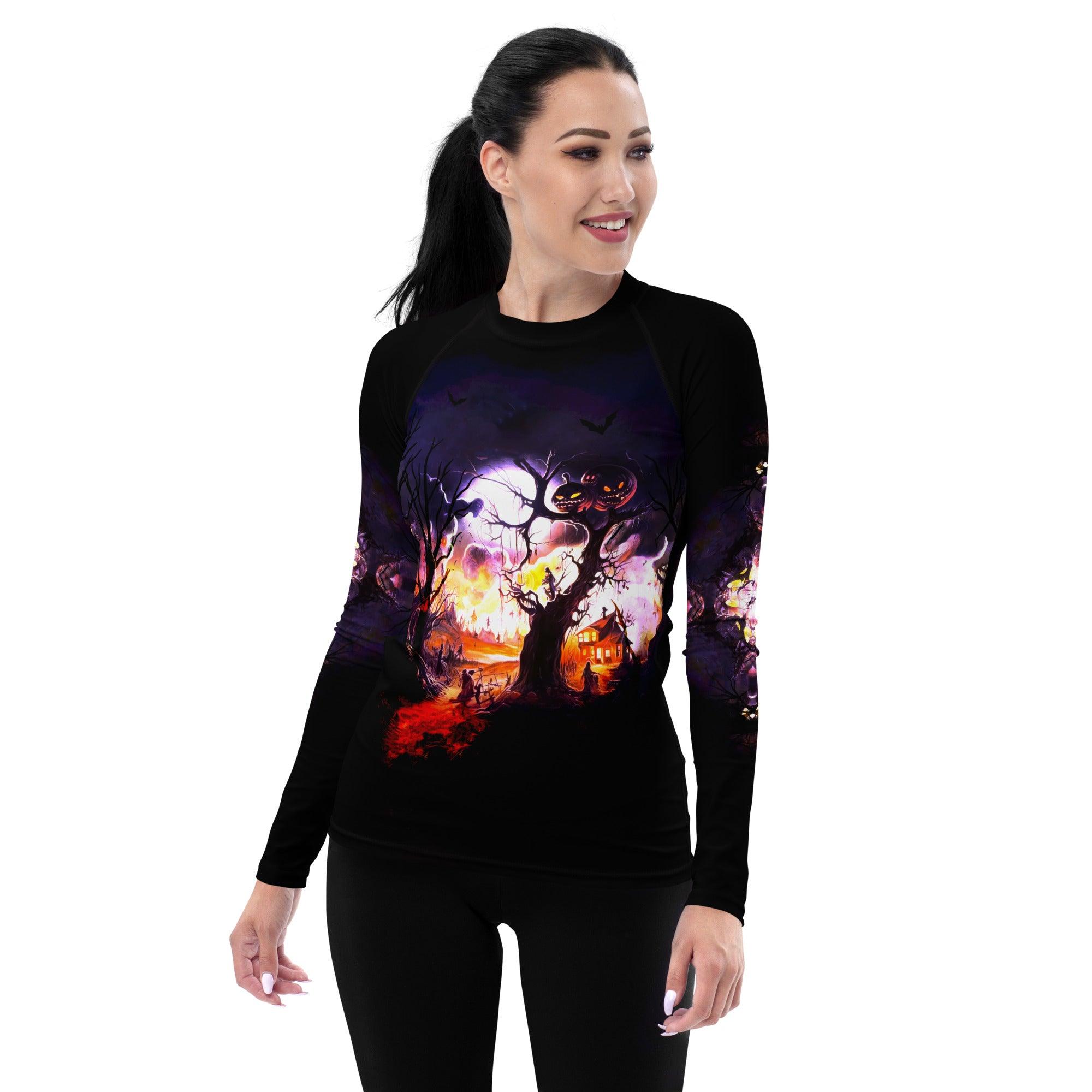 Haunted Castle Halloween Women's Rash Guard - Beyond T-shirts