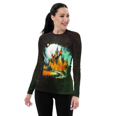 Candy Corn Chaos Halloween Women's Rash Guard - Beyond T-shirts