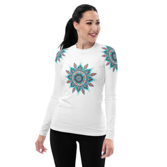 Radiant Sunburst Mandala Women's Rash Guard - Beyond T-shirts