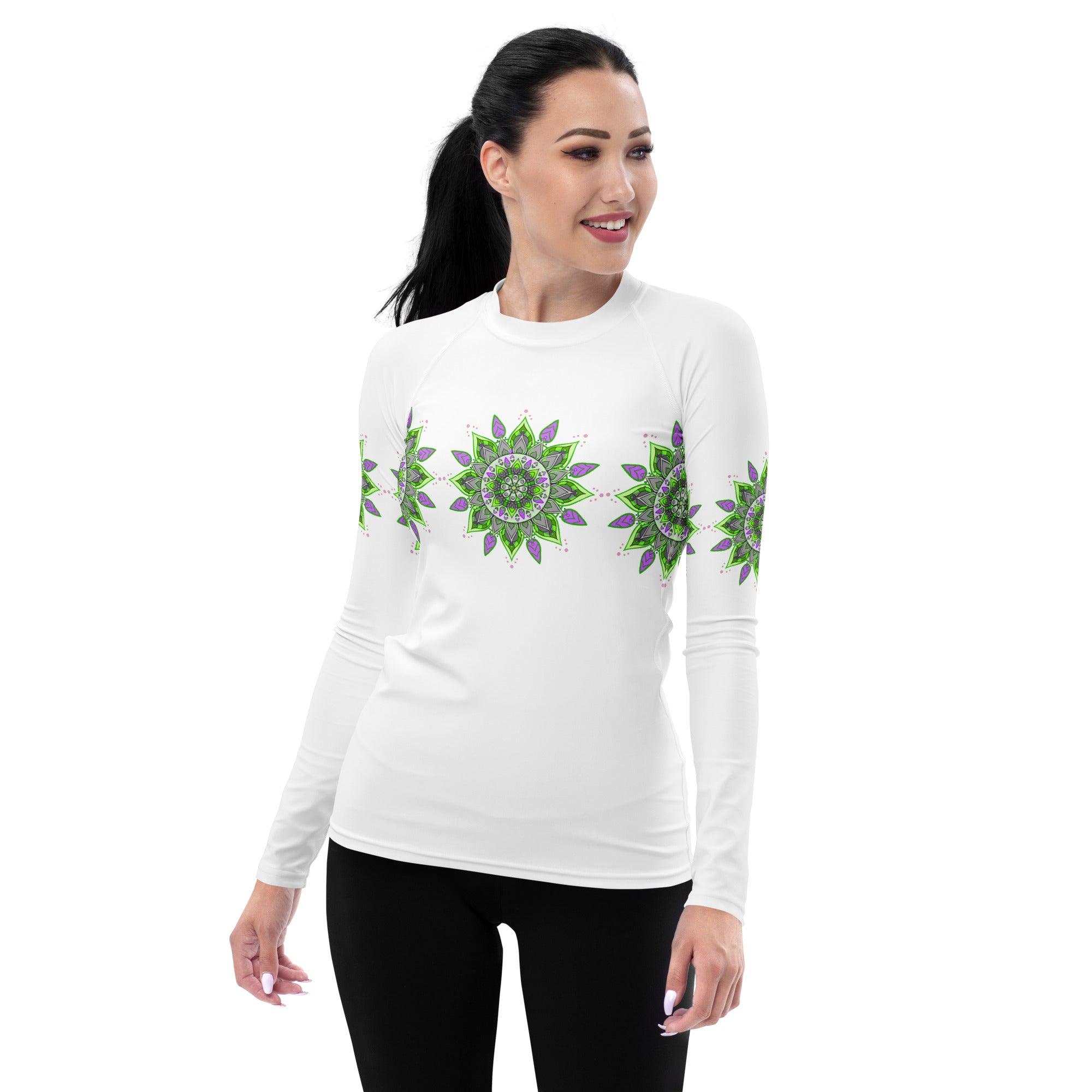 Tranquil Watercolor Mandala Women's Rash Guard - Beyond T-shirts