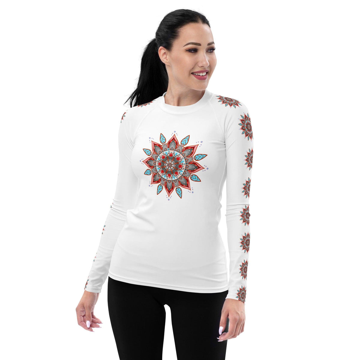 Ocean Breeze Mandala Women's Rash Guard - Beyond T-shirts