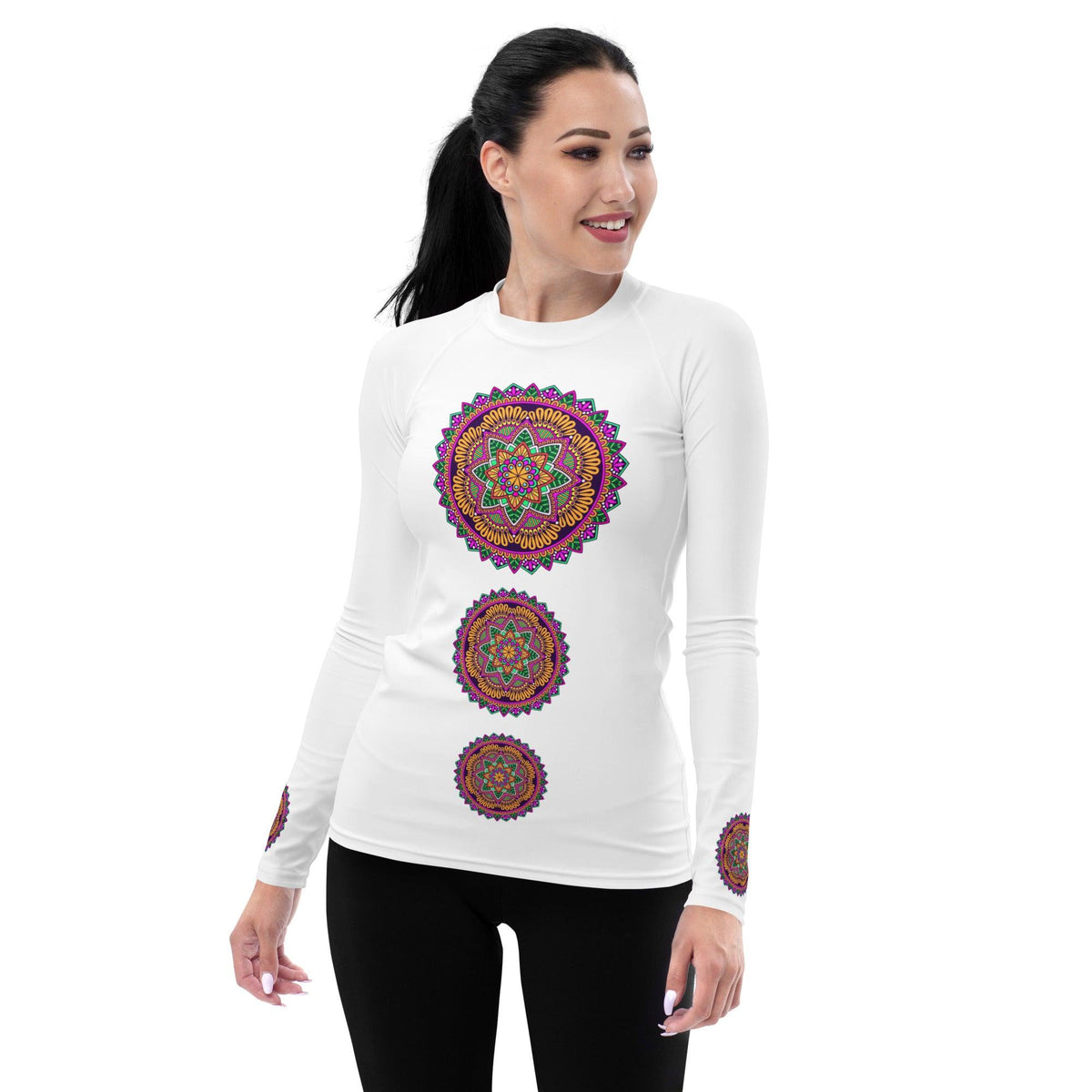 Floral Mandala Women's Rash Guard - Beyond T-shirts