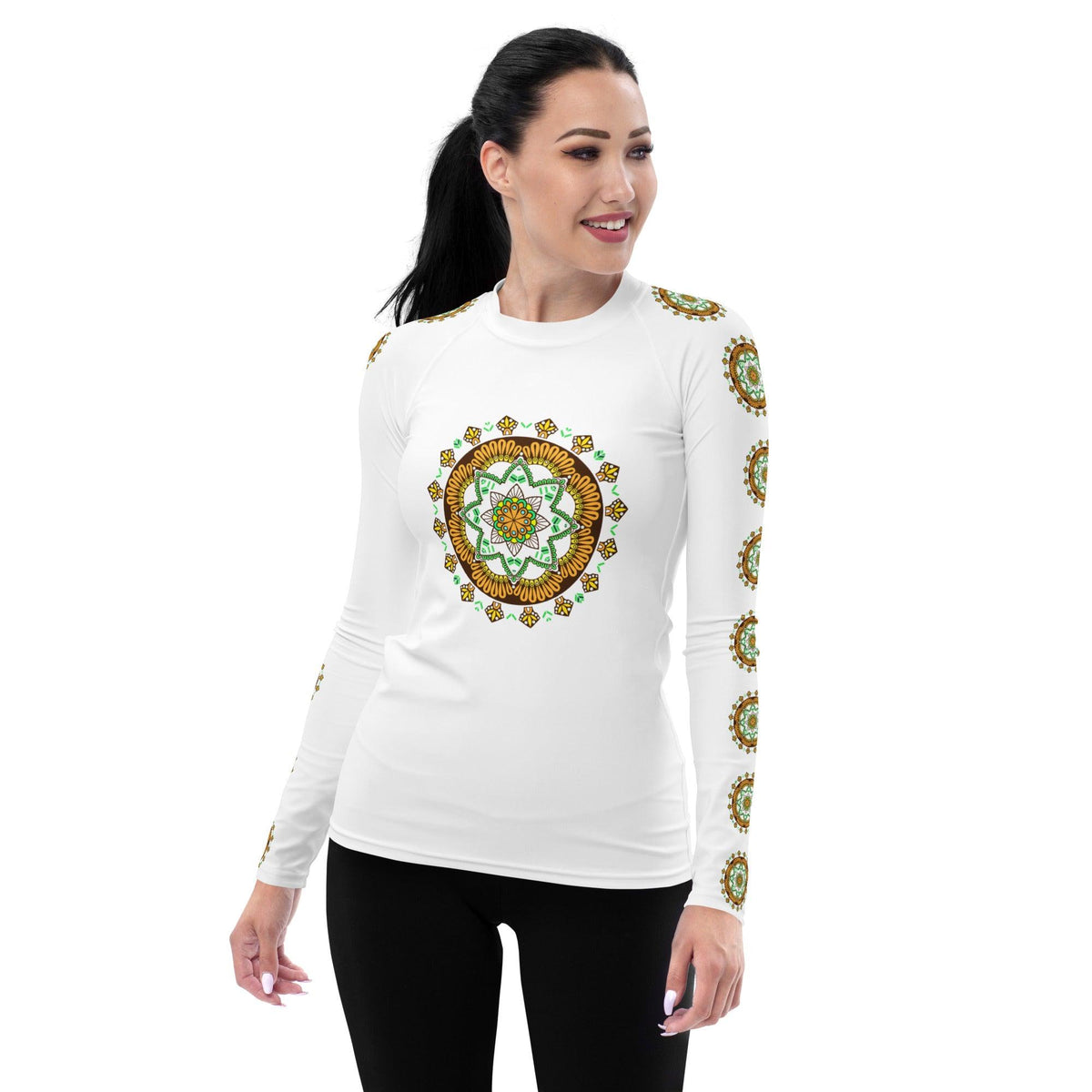 Ocean Breeze Mandala Women's Rash Guard - Beyond T-shirts