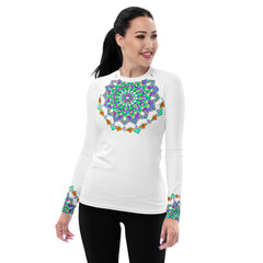 Sunset Serenity Mandala Women's Rash Guard - Beyond T-shirts