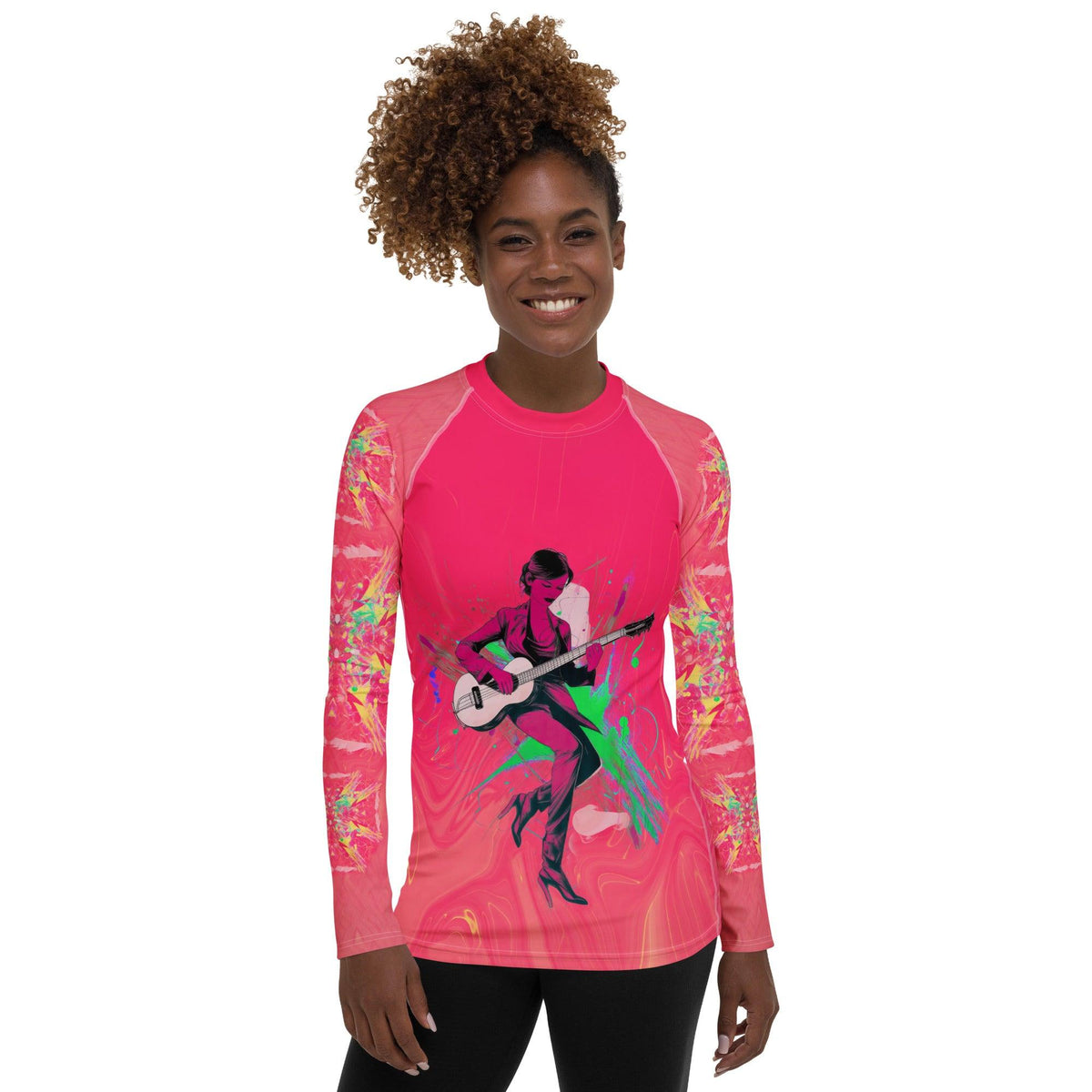 Saxophone Serenade All-Over Print Women's Rash Guard - Beyond T-shirts