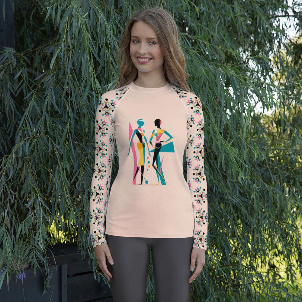 Fashionable Fusion Fiesta All-Over Print Women's Rash Guard - Beyond T-shirts