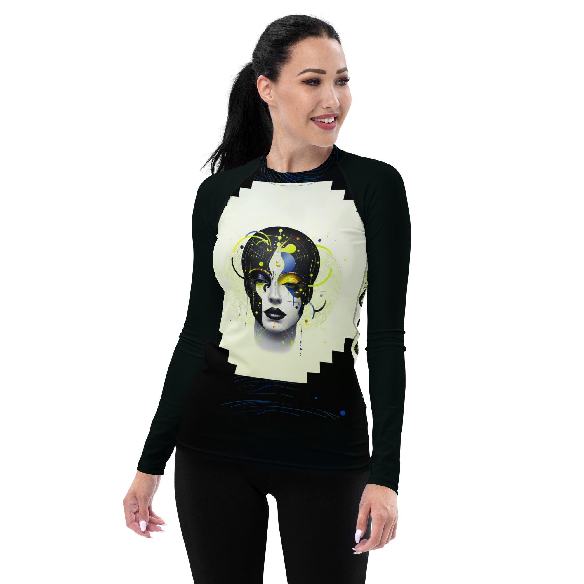 Vibrant Womanhood: Abstract Women Painting Rash Guard - Beyond T-shirts