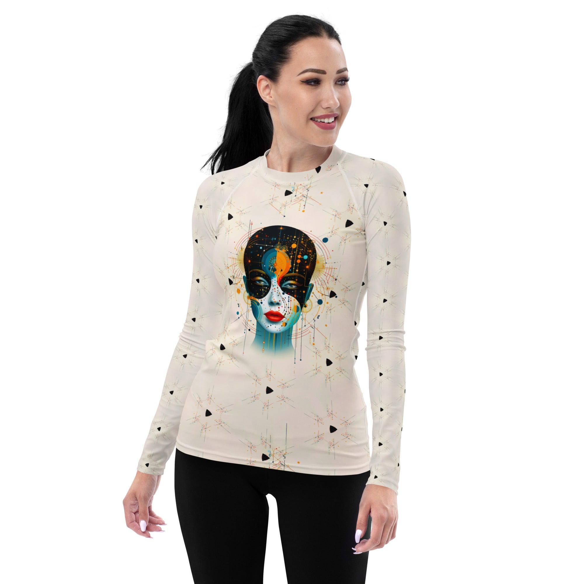 Empowering Expressions: Abstract Women Painting Rash Guard - Beyond T-shirts