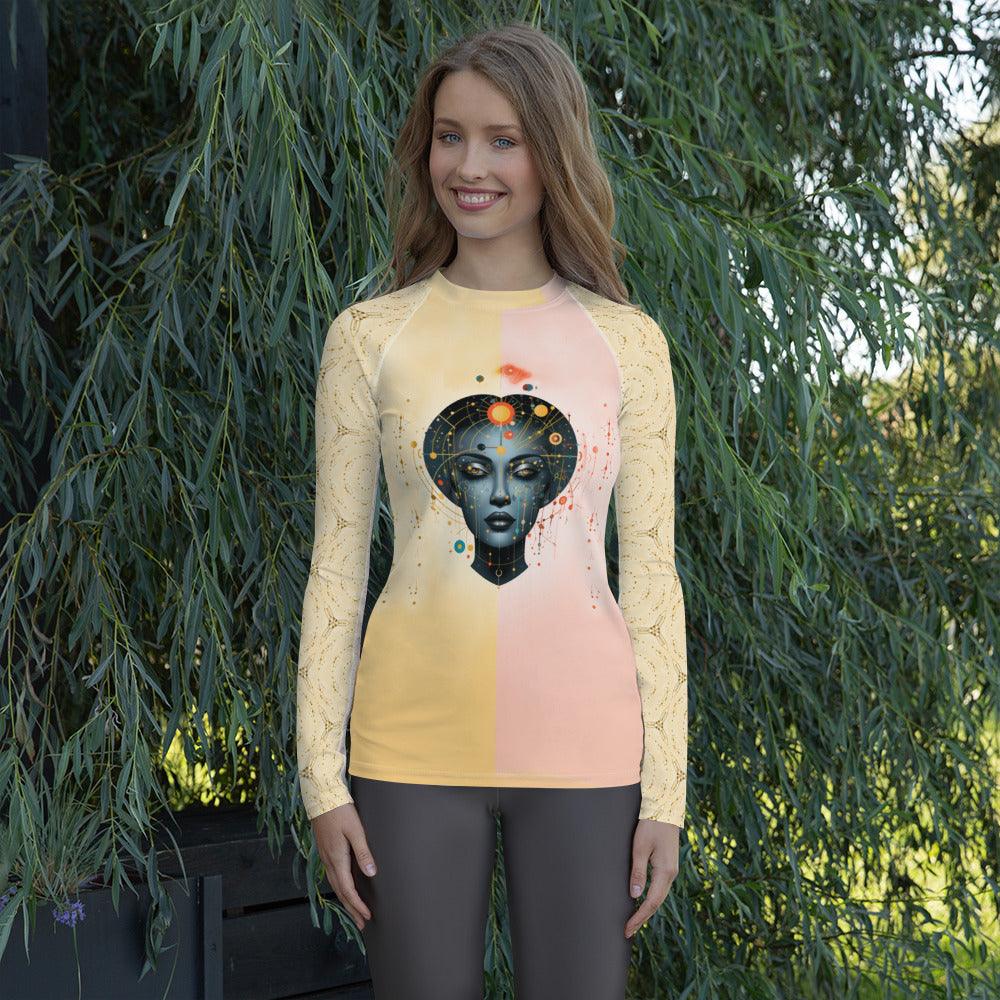 Abstract Elegance Unveiled: Women's Art Rash Guard - Beyond T-shirts