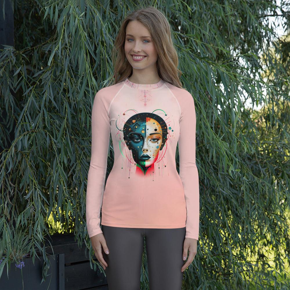 Empowering Expressions in Abstraction: Women's Rash Guard - Beyond T-shirts