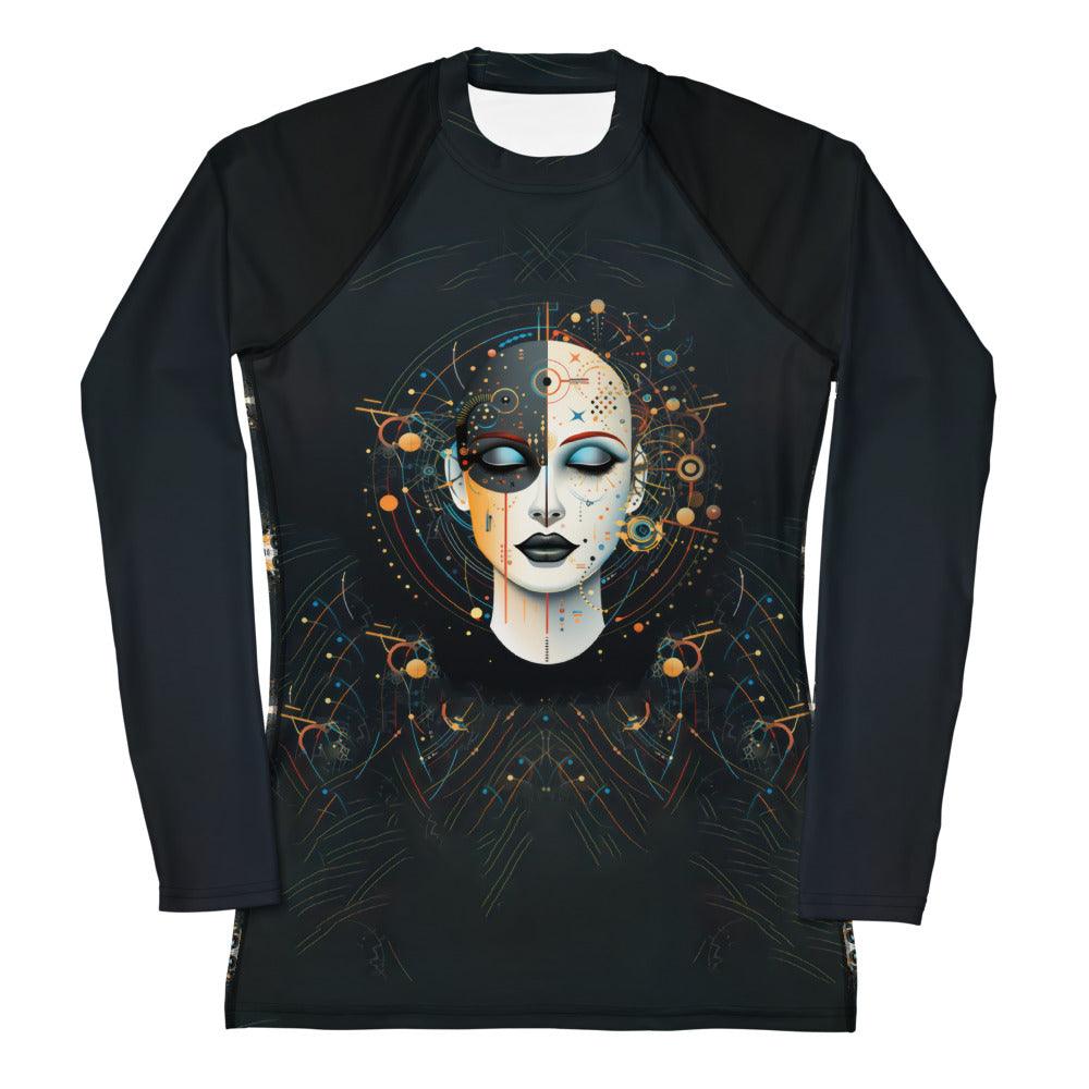 Empowerment in Abstract Elegance: Women's Art Rash Guard - Beyond T-shirts