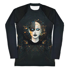 Empowerment in Abstract Elegance: Women's Art Rash Guard - Beyond T-shirts